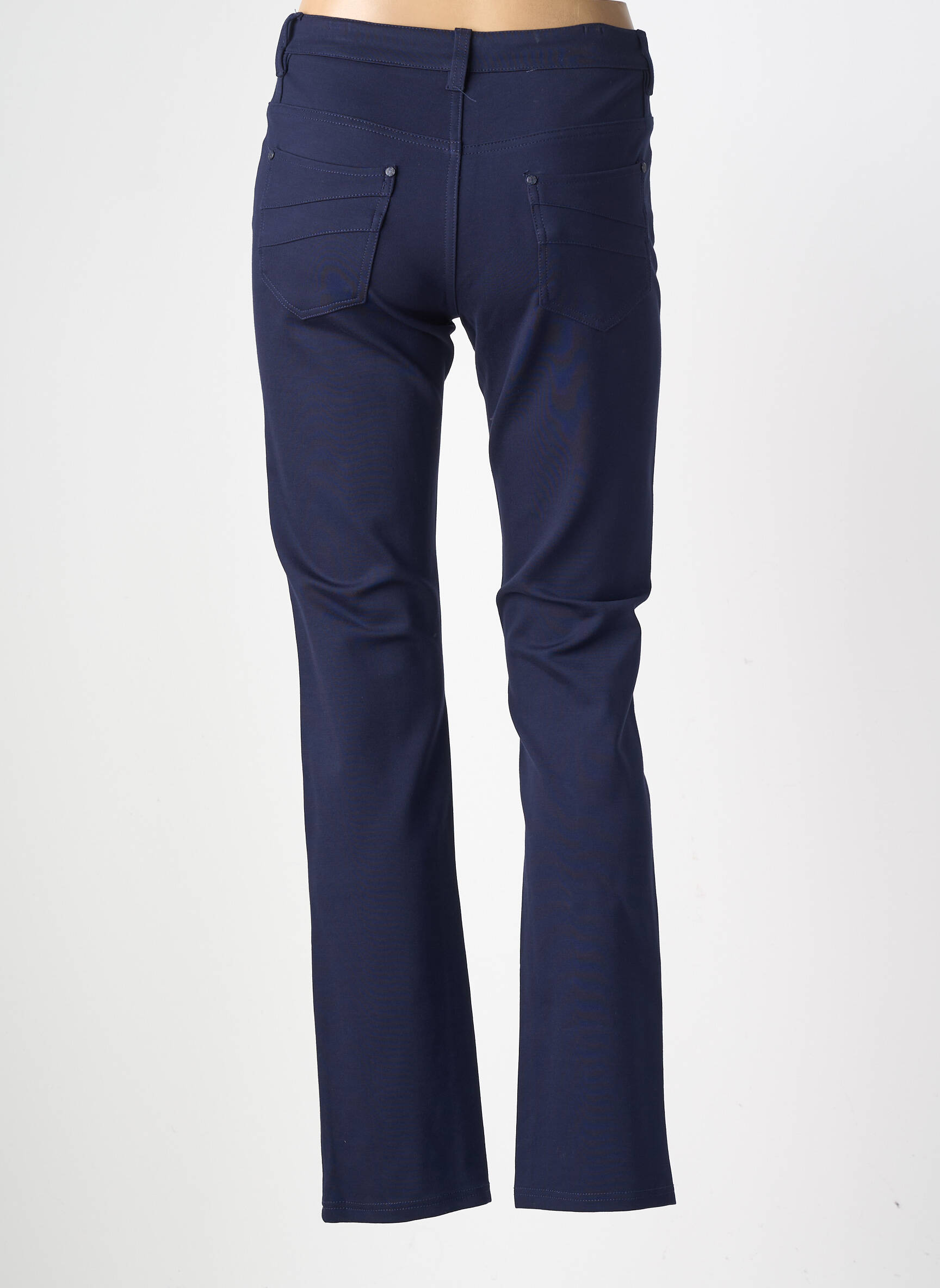 Pantalon slim tissage popeline taille normale bleu GEVANA femme