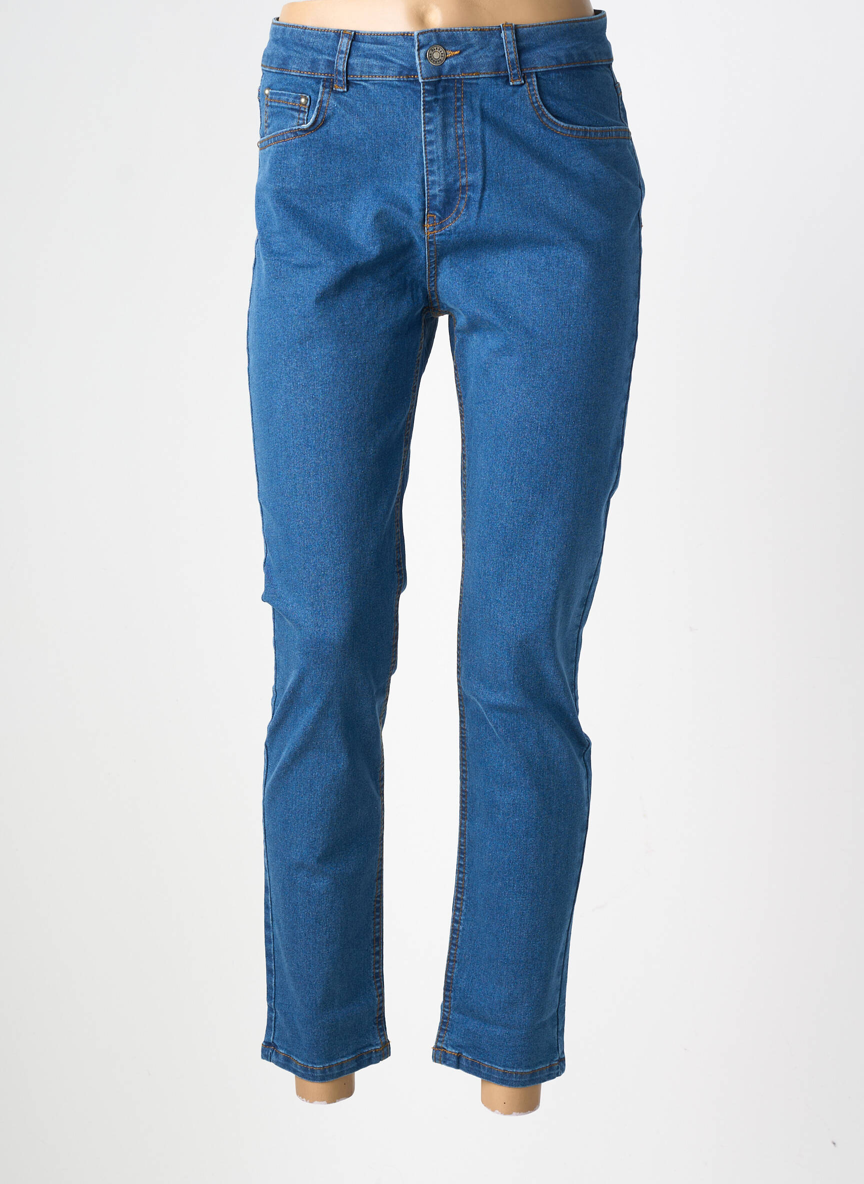 Jeans coupe slim tissage brut taille normale bleu DIVILUNE femme