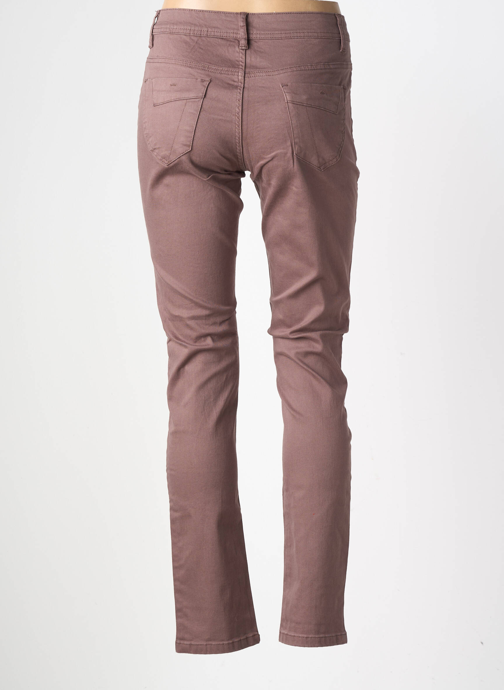 Jeans coupe slim tissage brut taille normale marron GEVANA femme