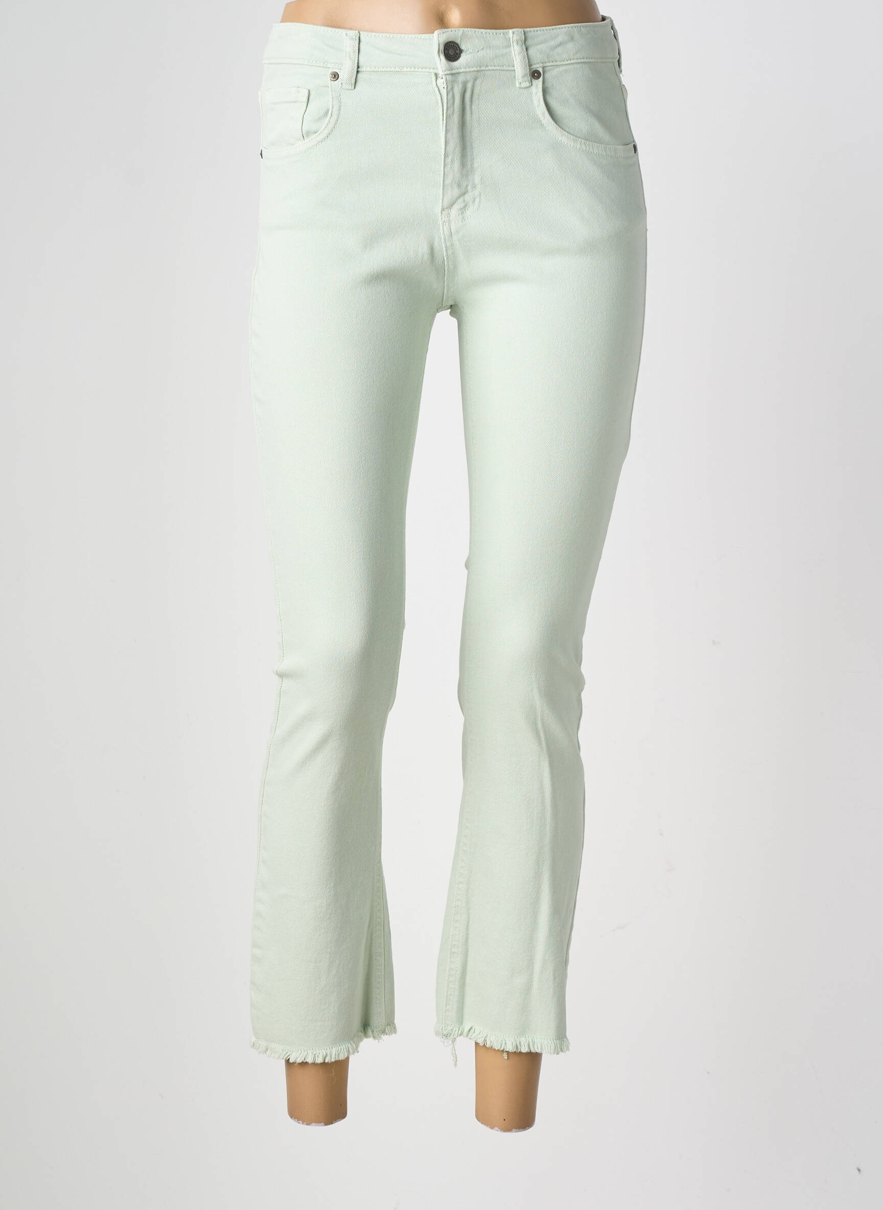 Jeans coupe slim tissage brut taille normale vert MERLETTI femme
