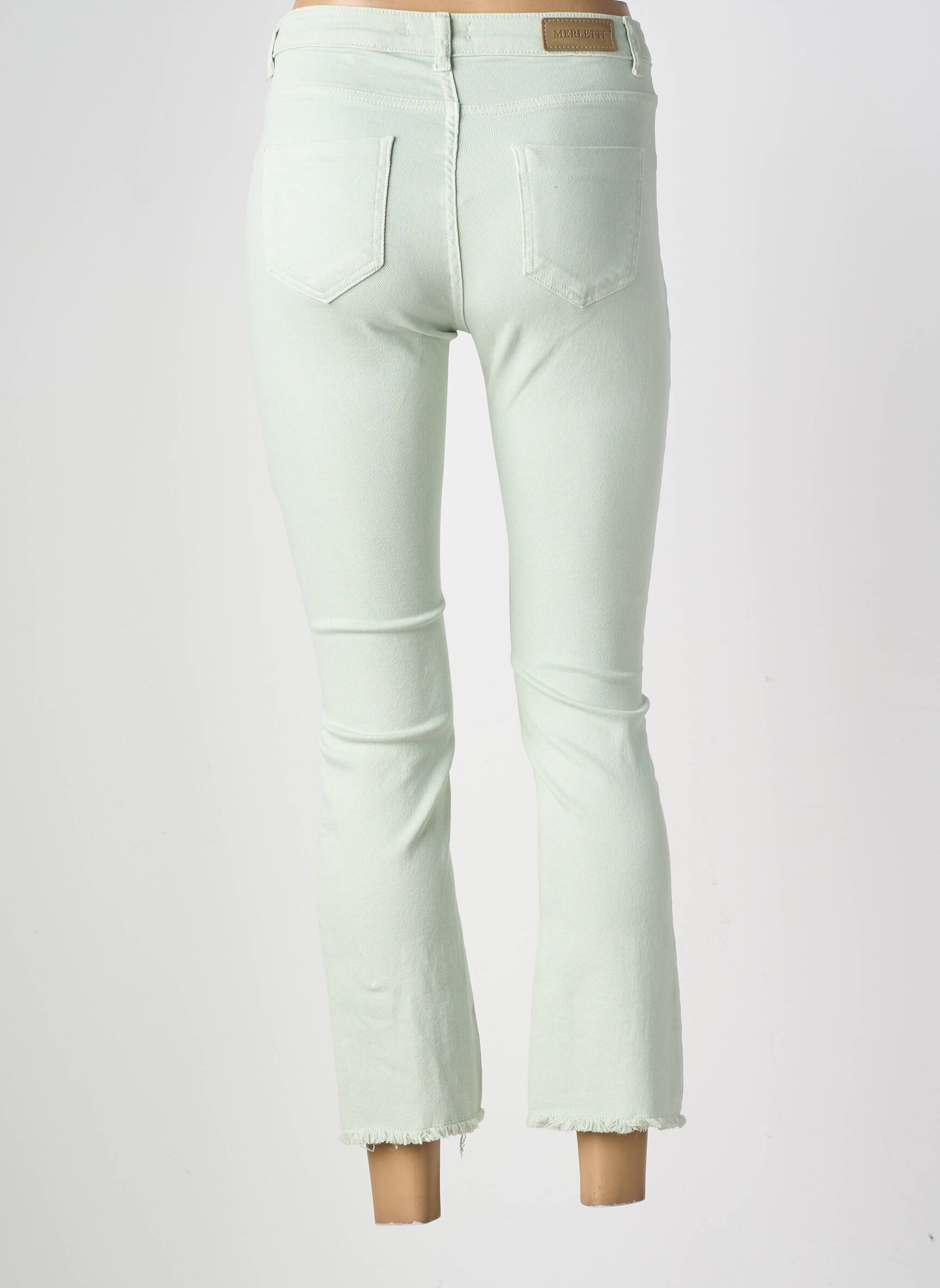 Jeans coupe slim tissage brut taille normale vert MERLETTI femme