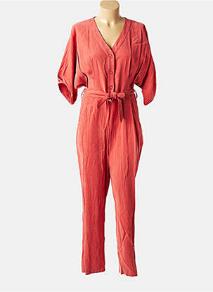 Combi-pantalon fermeture boutonnée sur le devant manches 3/4 orange DIVILUNE femme