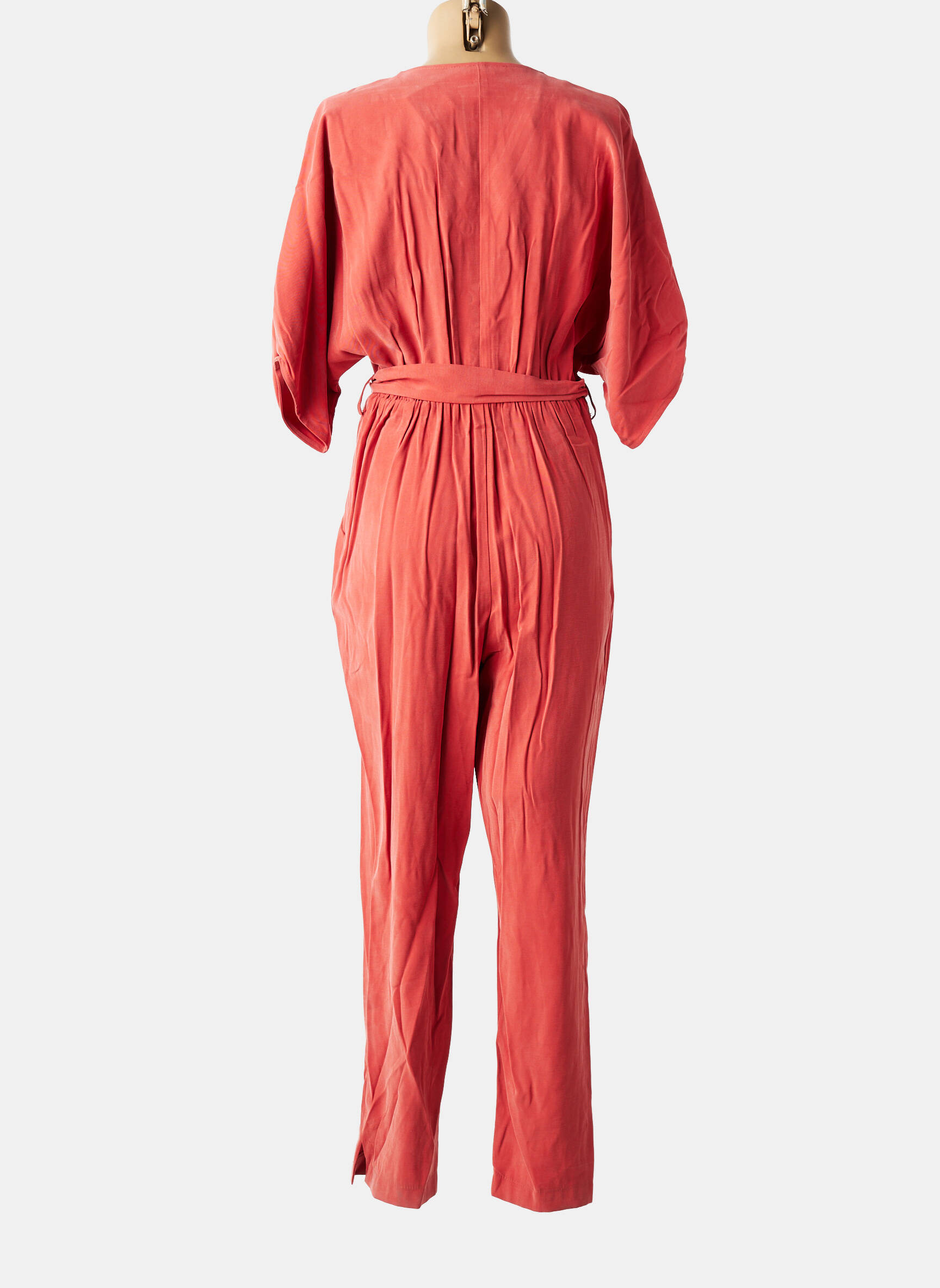 Combi-pantalon fermeture boutonnée sur le devant manches 3/4 orange DIVILUNE femme