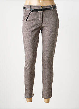 Pantalon 7/8 taille à pinces taille normale marron MODA femme