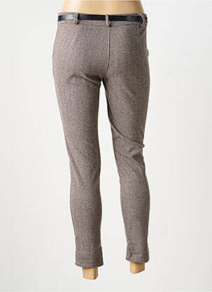 Pantalon 7/8 taille à pinces taille normale marron MODA femme
