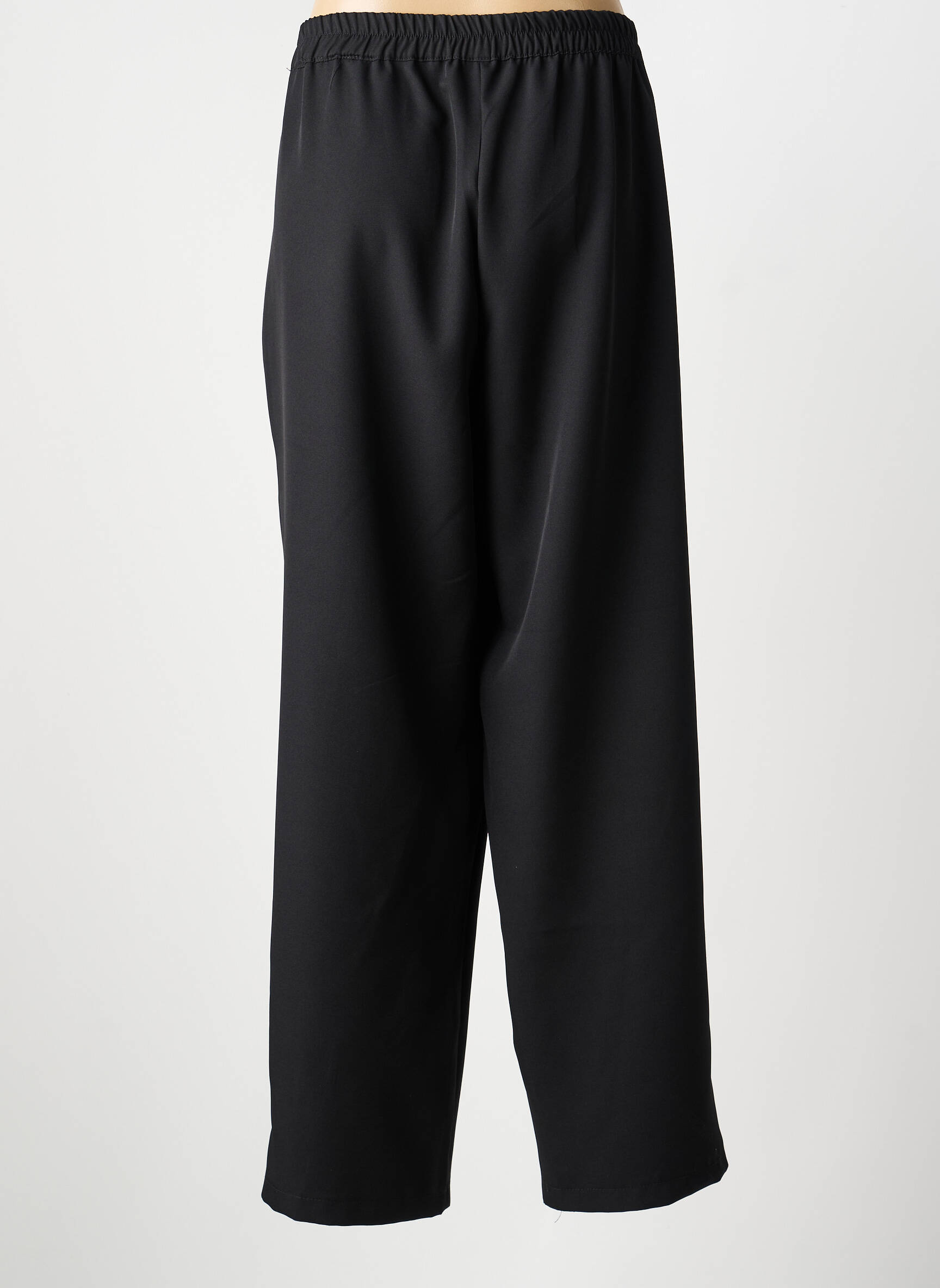 Pantalon droit tissage popeline taille normale noir VETISTYLE femme