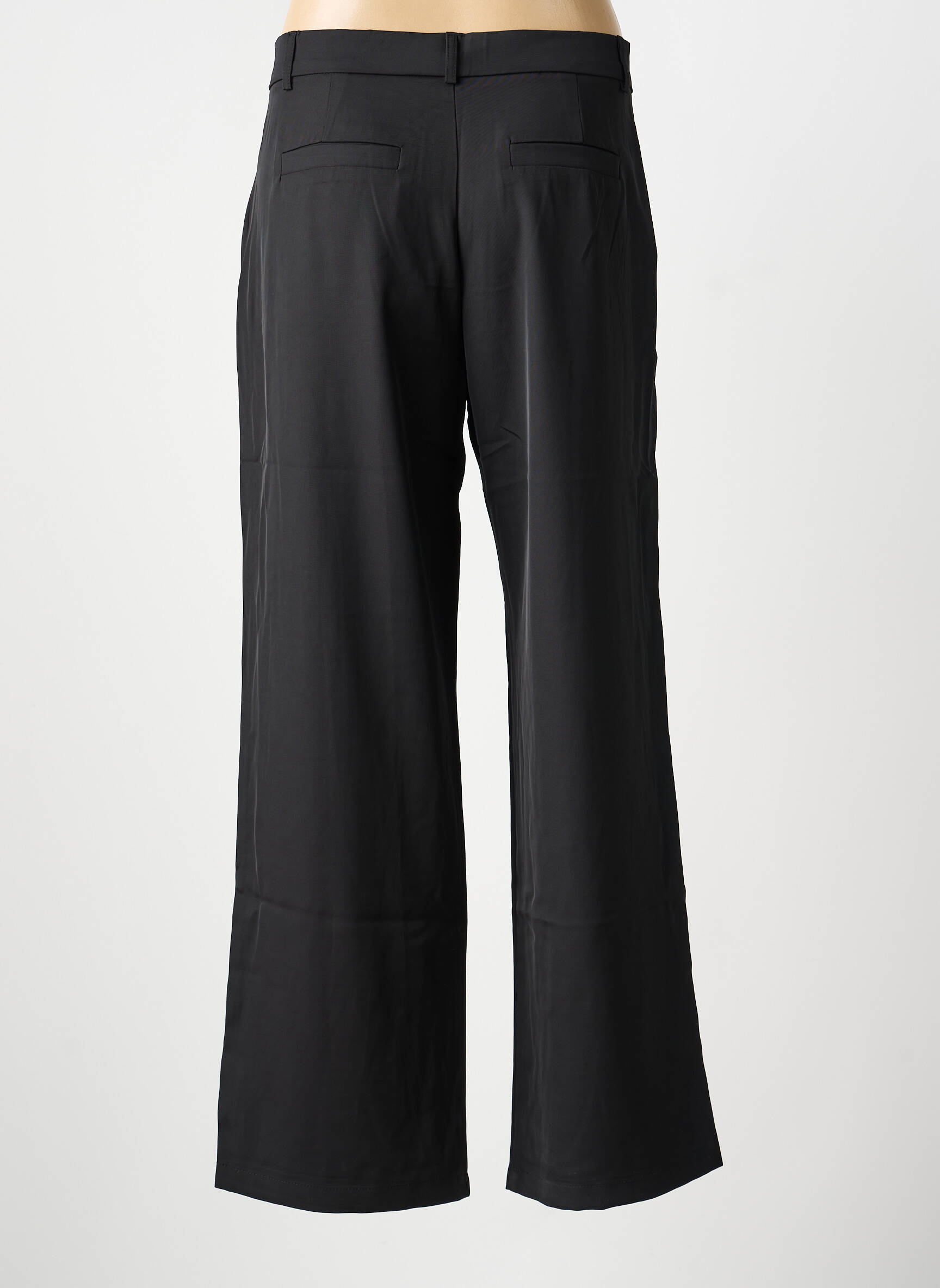 Pantalon large tissage crêpe taille haute noir JCL femme