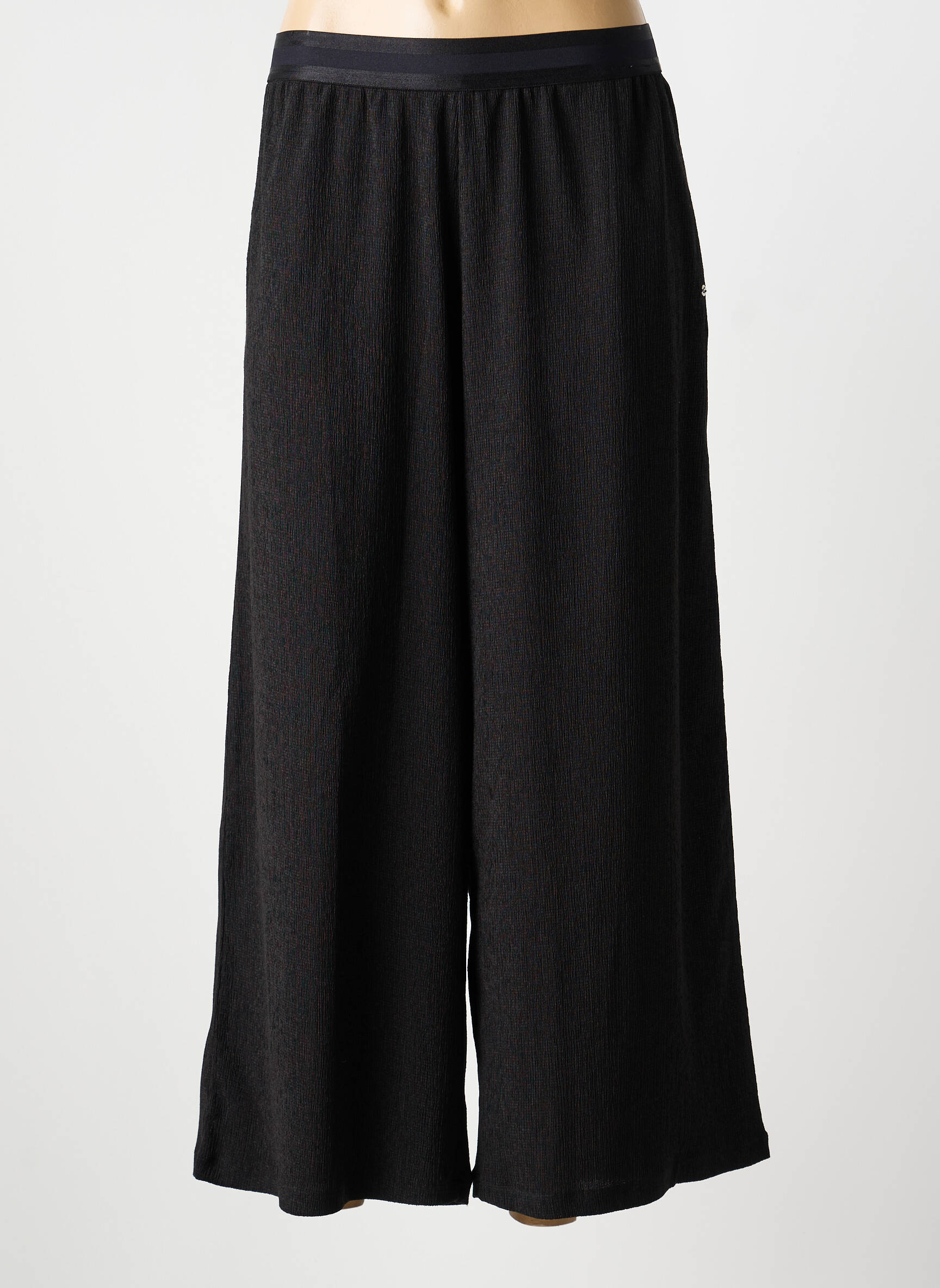 Pantalon large tissage crêpe taille normale noir LUTHA femme