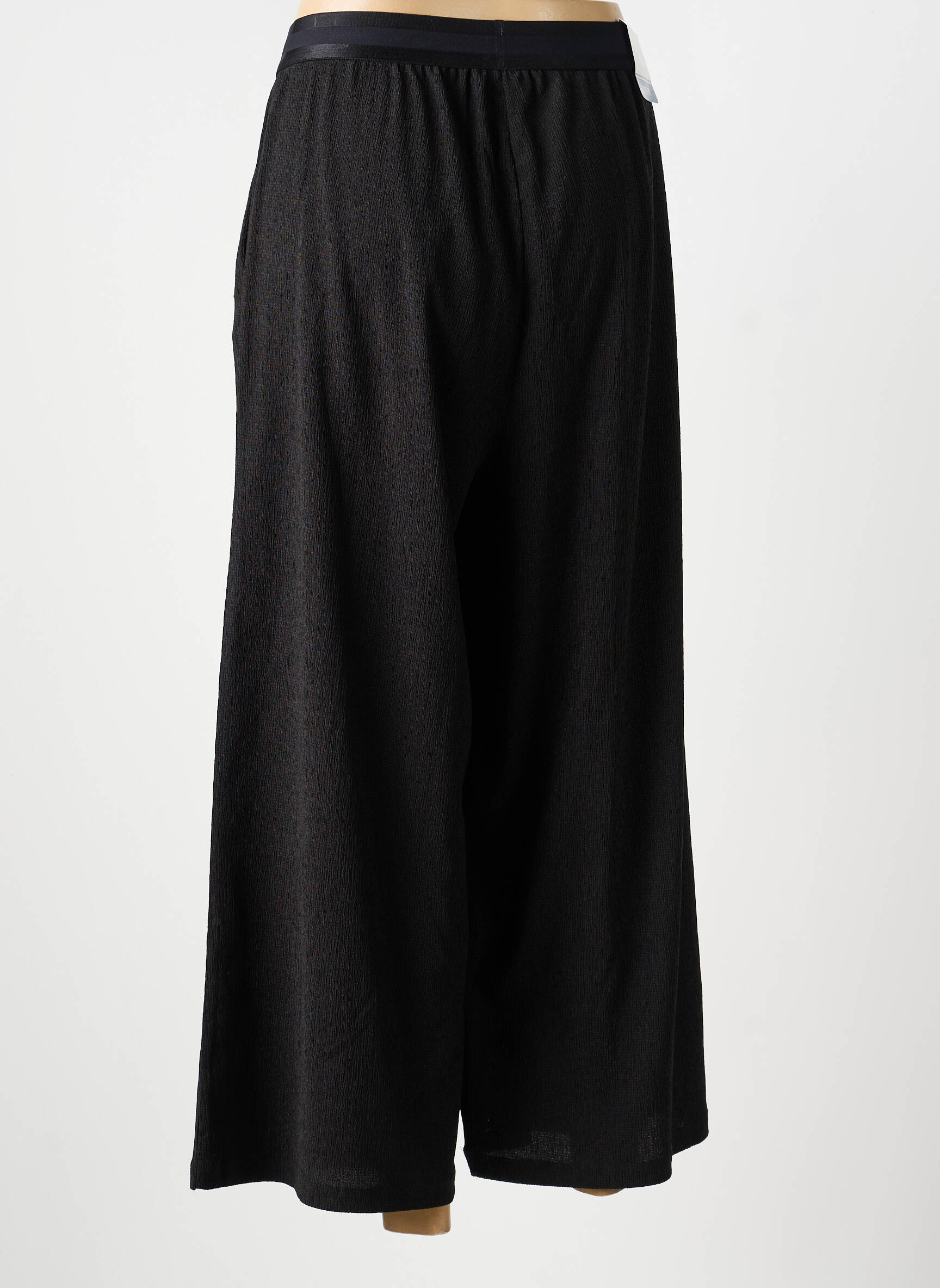 Pantalon large tissage crêpe taille normale noir LUTHA femme