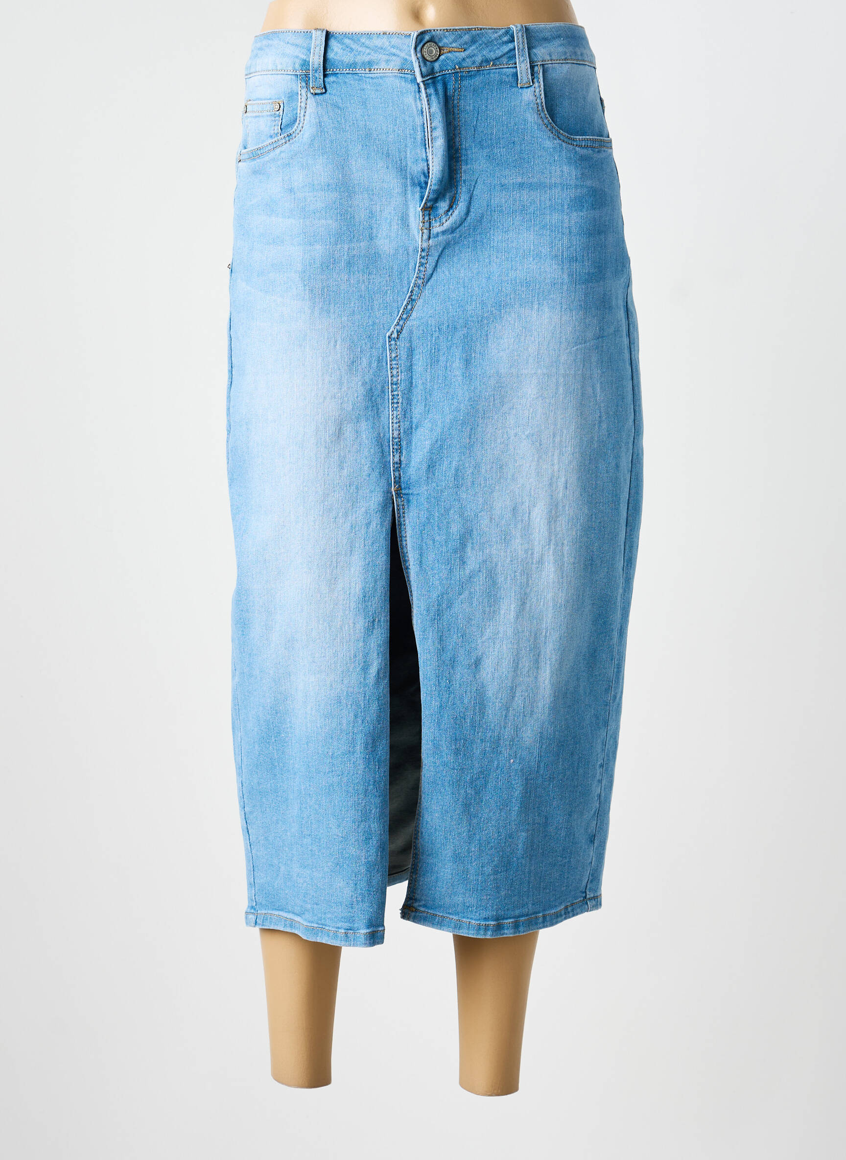 Jupe longue coupe droite bleu ANA LUCY femme