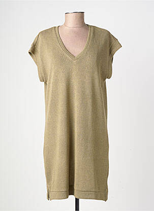 Robe pull col v manches courtes vert SUN VALLEY femme