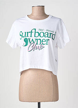 T-shirt coupe droite manches courtes blanc TUC SURF femme