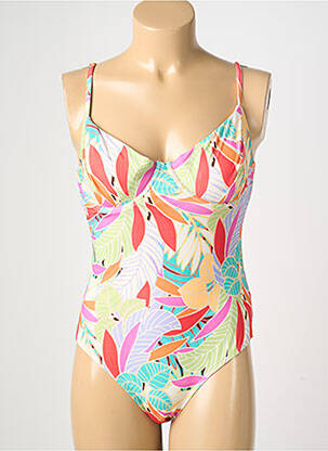 Maillot de bain 1 pièce effet matière satinée haut soutien-gorge emboitant rouge RIP CURL femme