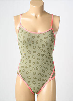 Maillot de bain 1 pièce effet matière satinée vert WATTS femme