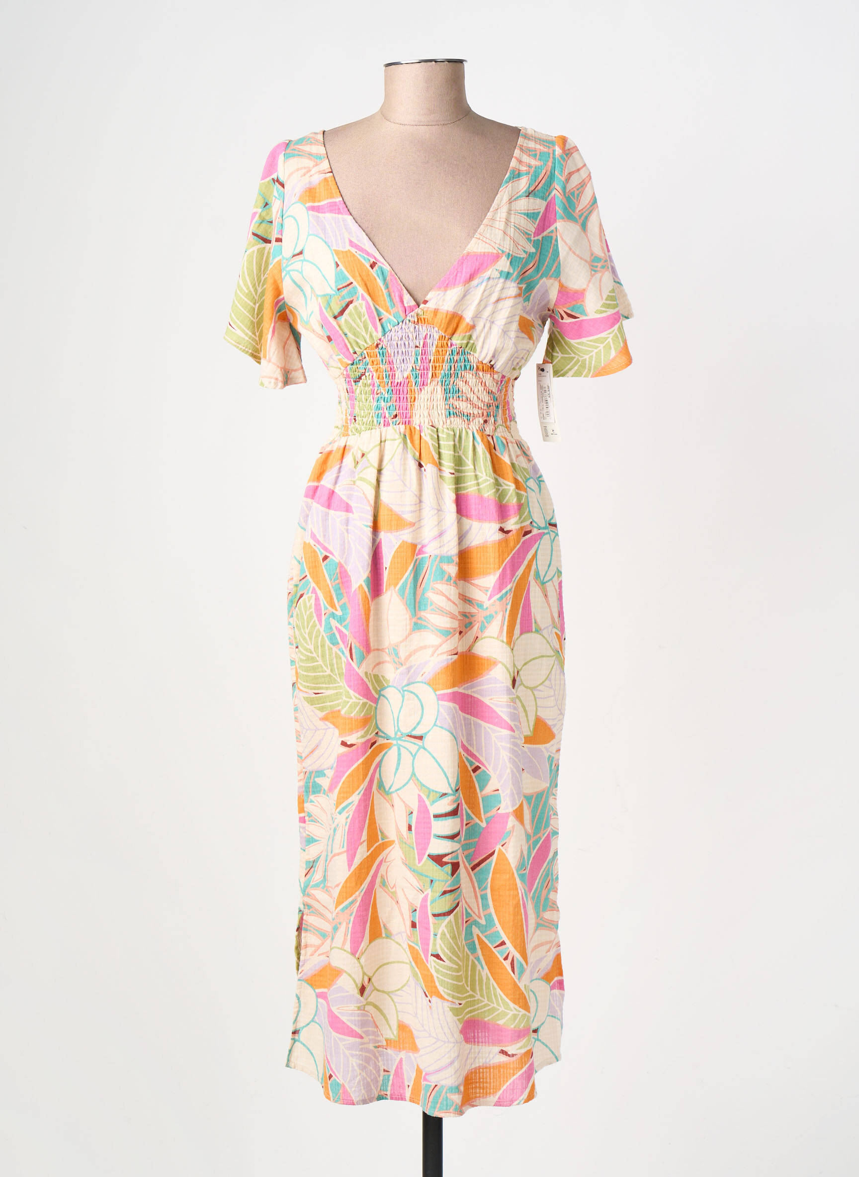 Robe longue manches courtes manches courtes beige RIP CURL femme