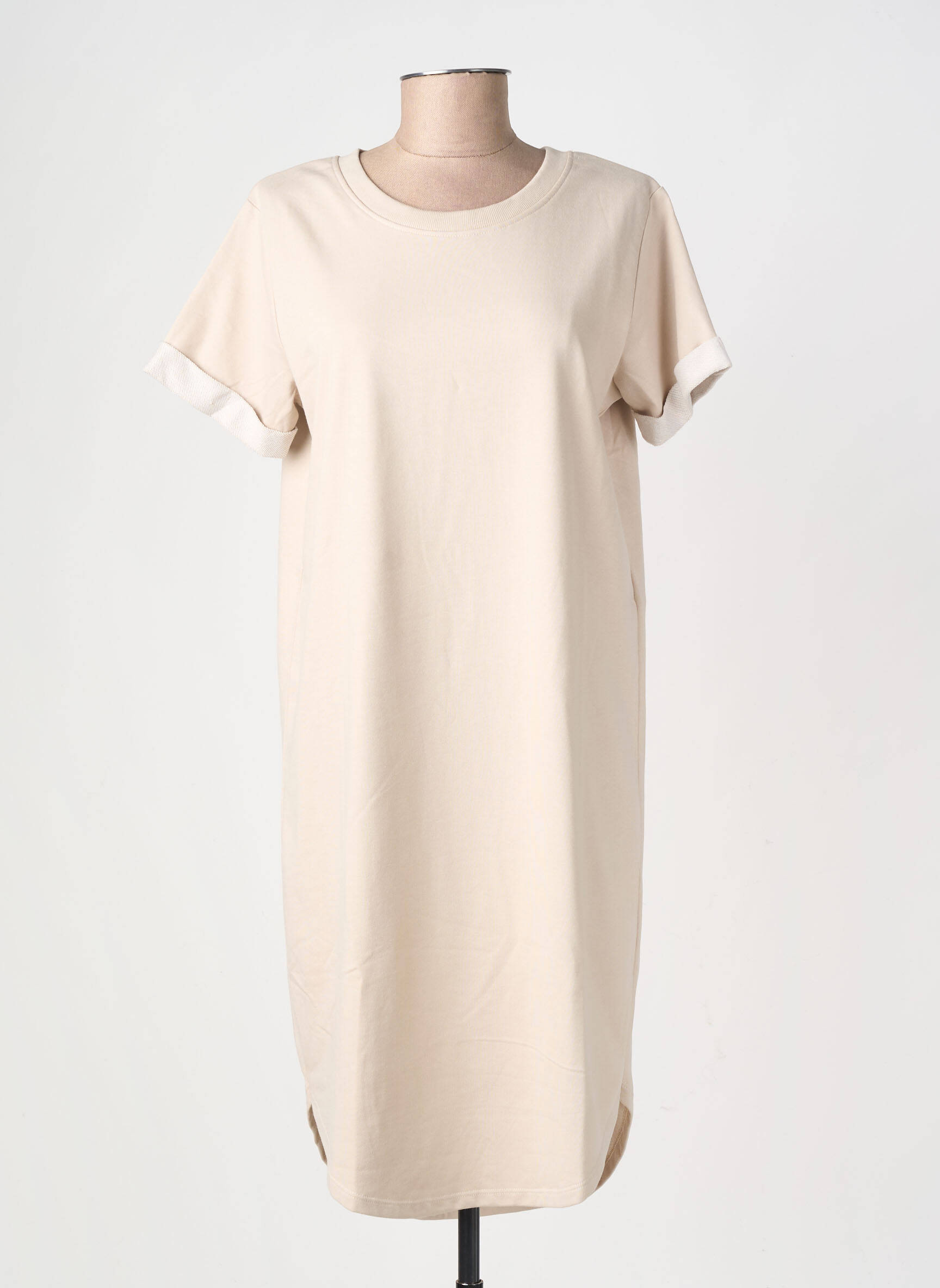 Robe mi-longue manches courtes manches courtes beige JACQUELINE DE YONG femme
