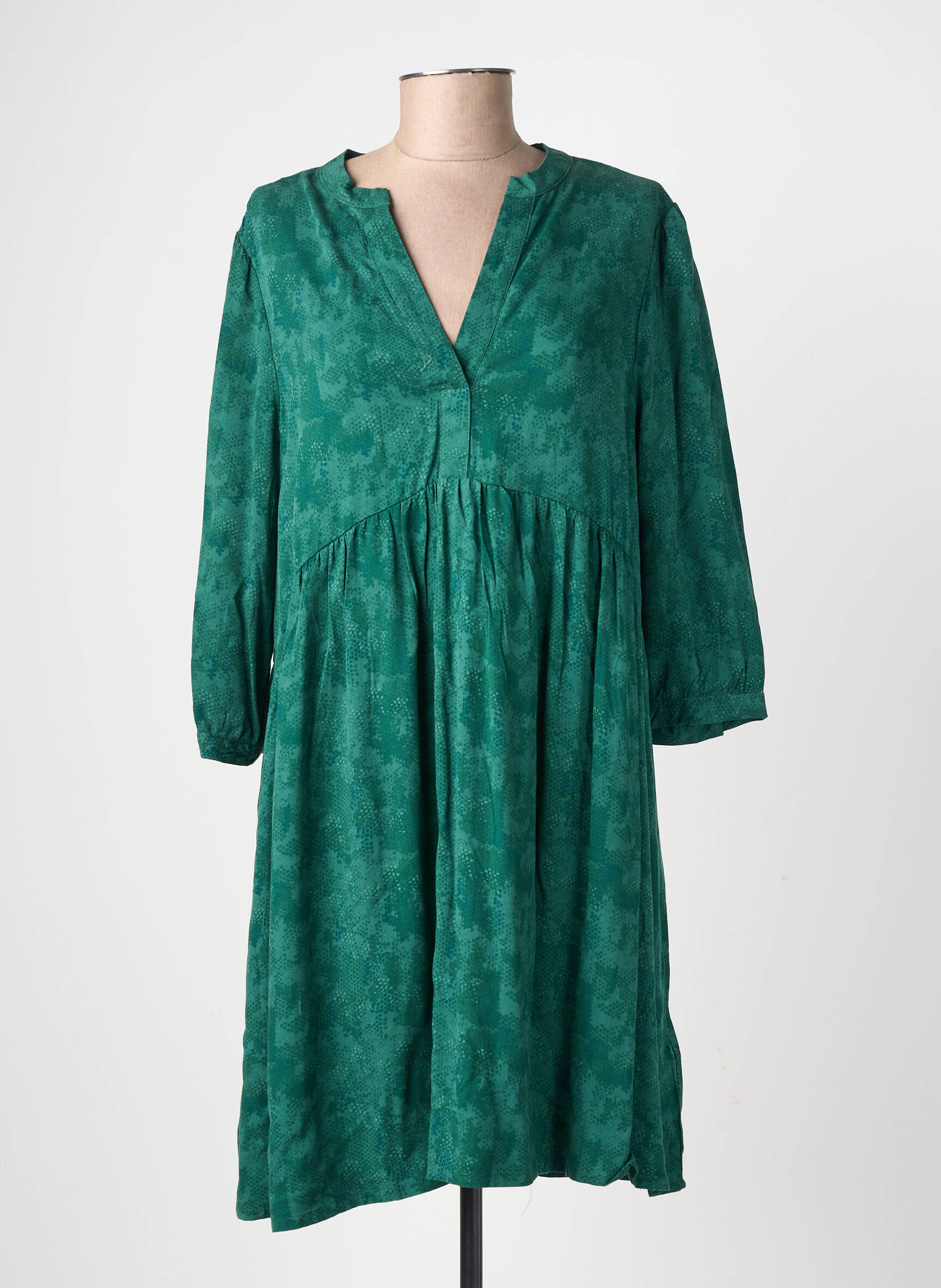 Robe courte manches 3/4 manches 3/4 vert FIREFLY femme