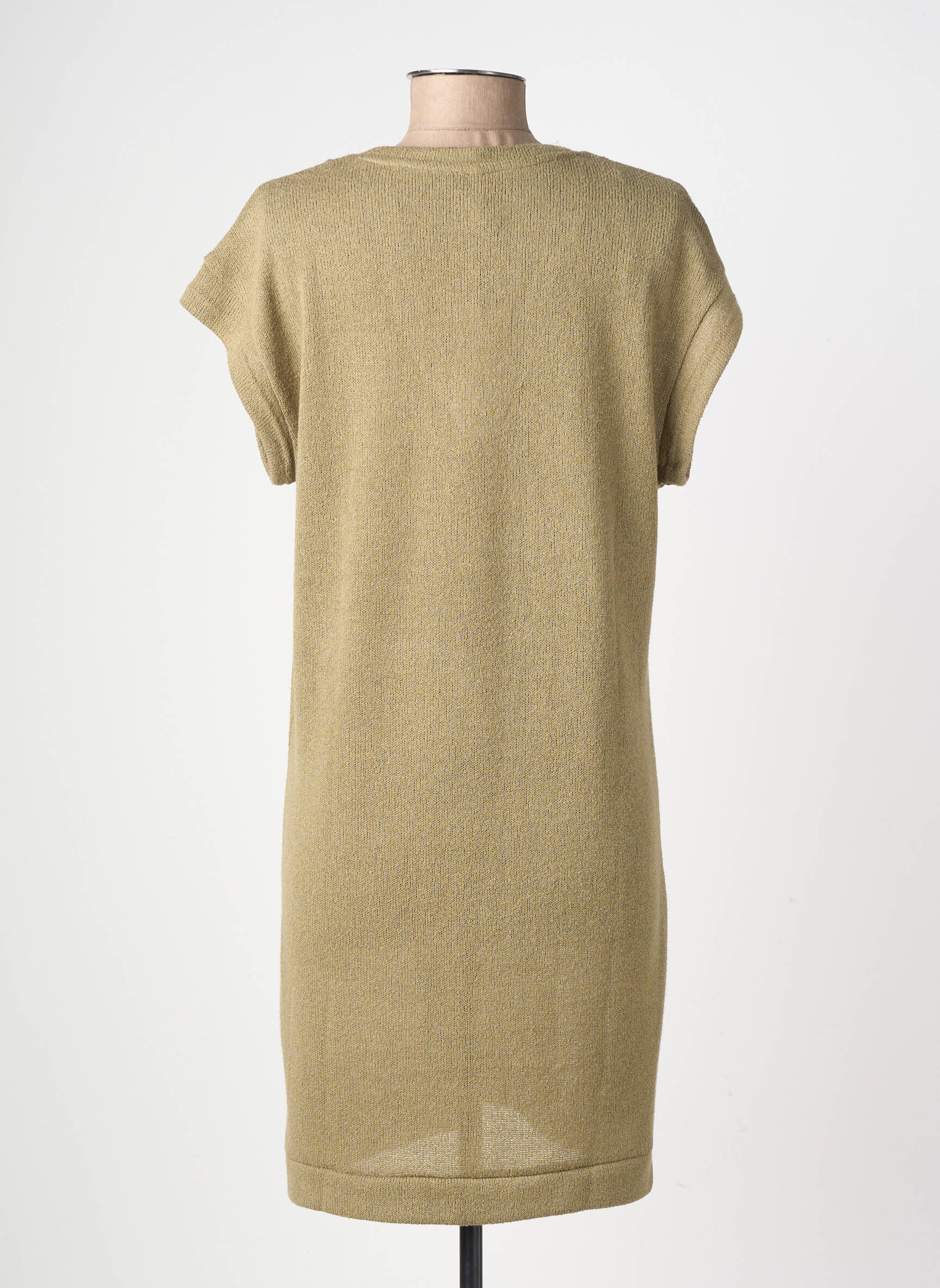 Robe pull col v manches courtes vert SUN VALLEY femme