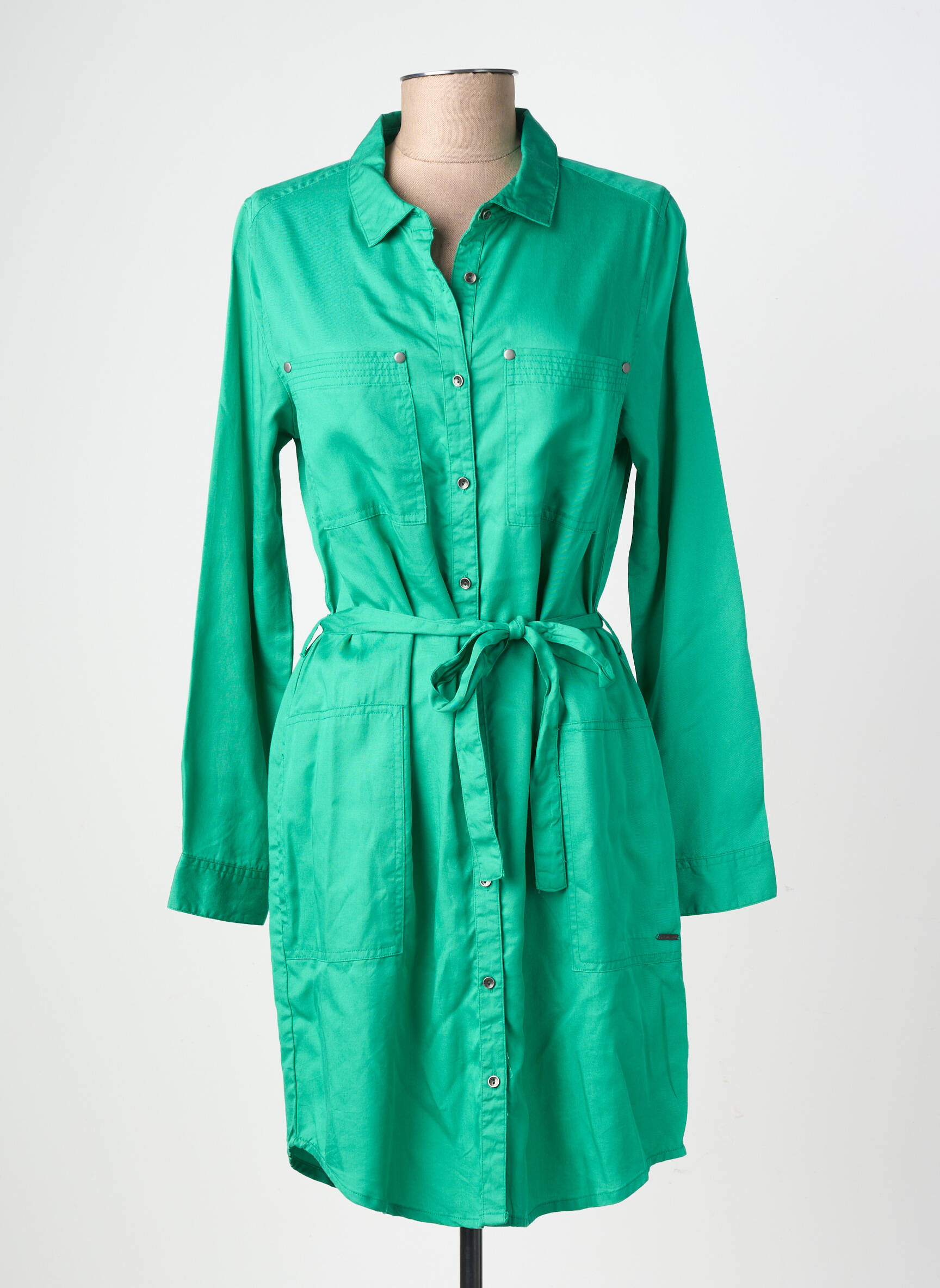 Robe courte manches longues manches longues vert SUN VALLEY femme