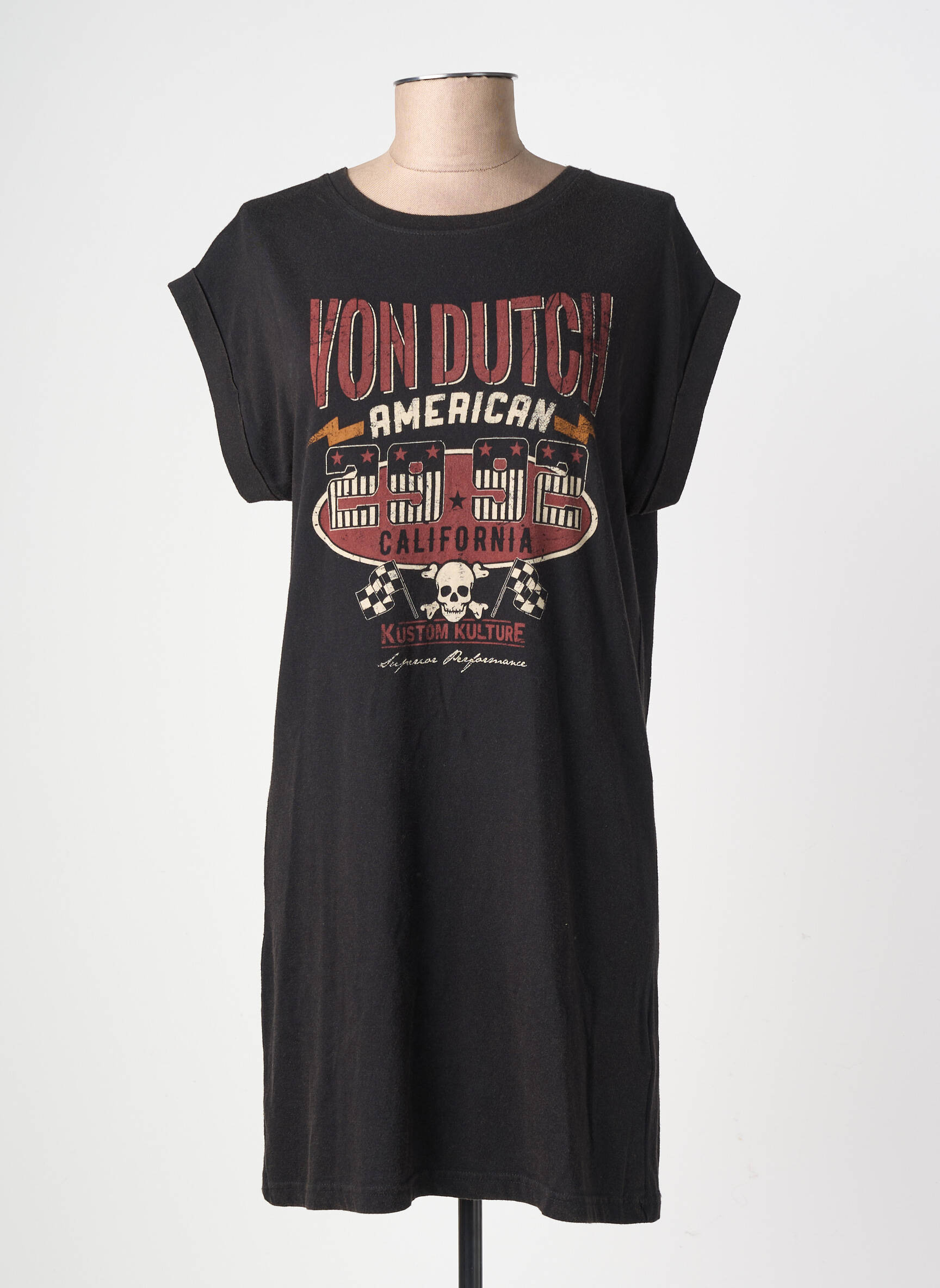 Robe courte manches courtes manches courtes noir VON DUTCH femme