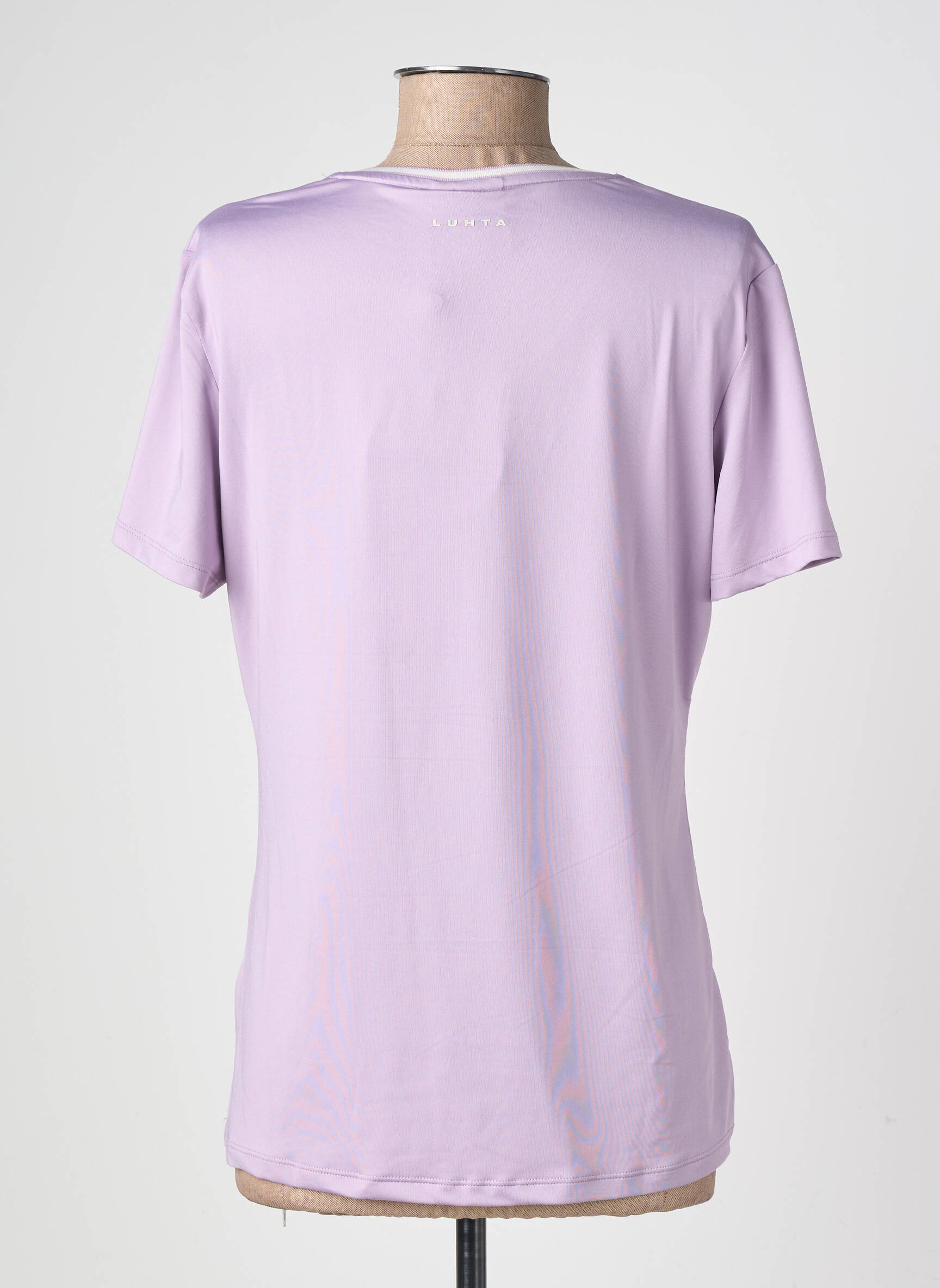 T-shirt col v manches courtes violet LUTHA femme