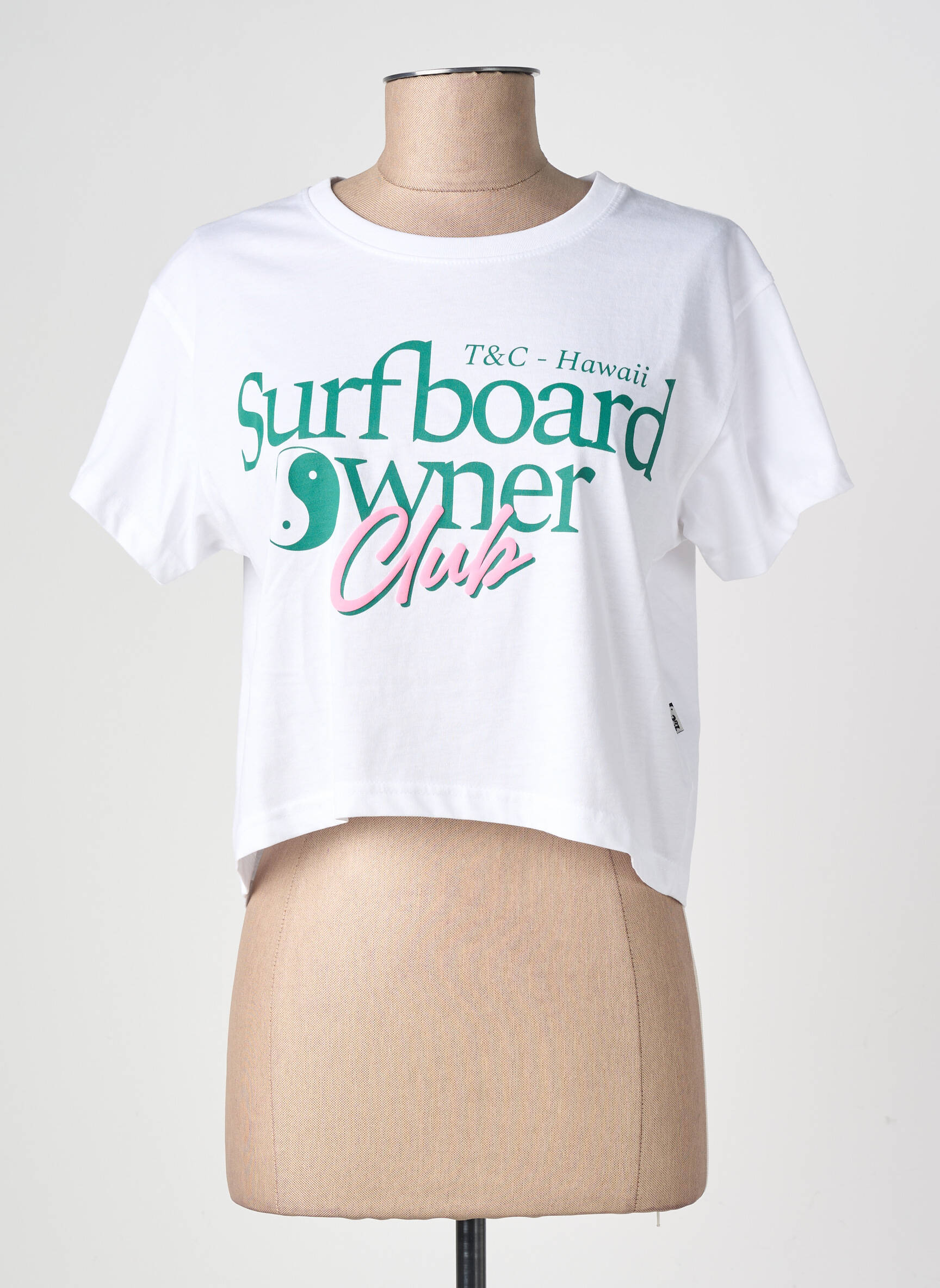 T-shirt coupe droite manches courtes blanc TUC SURF femme