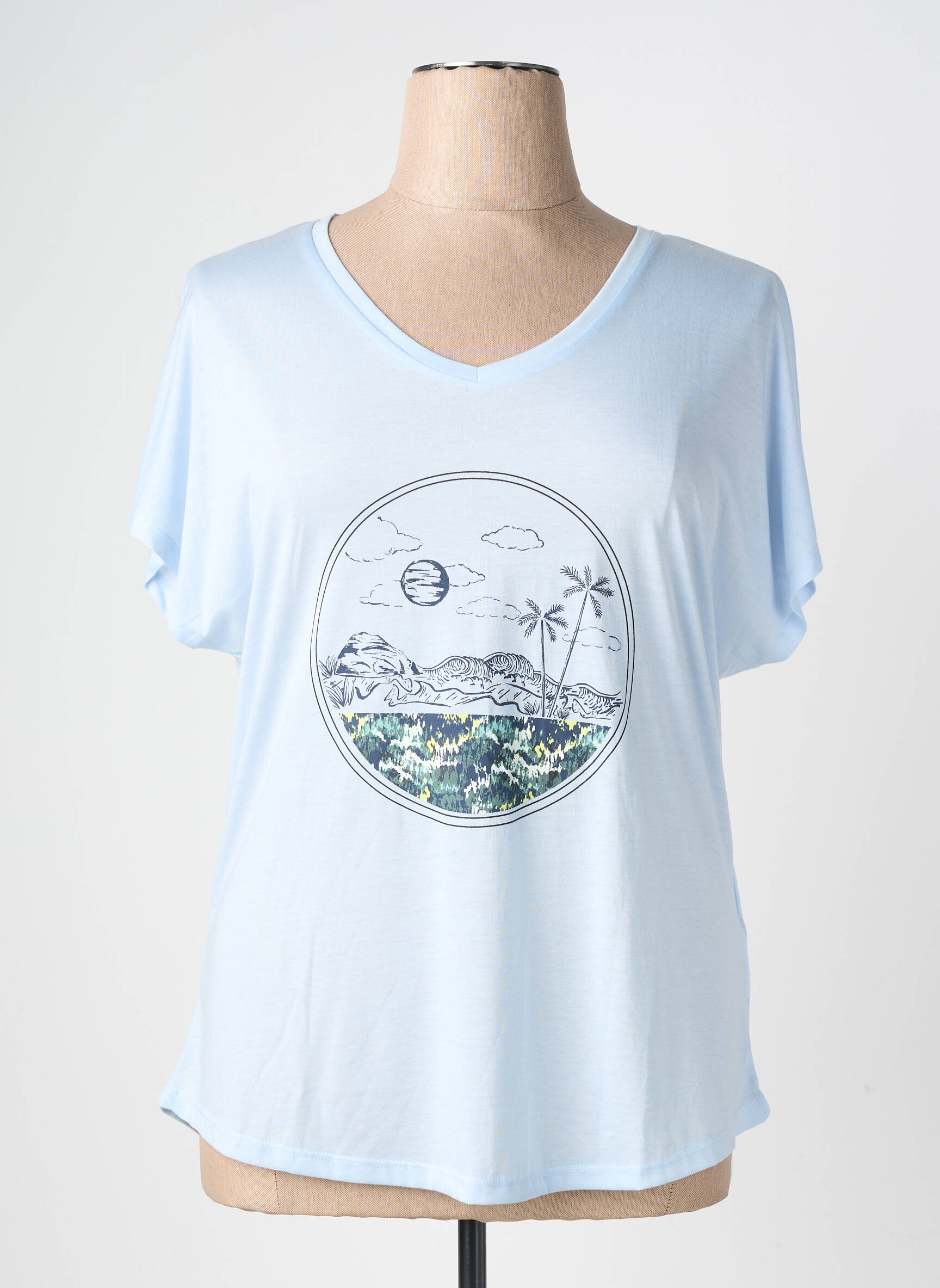T-shirt col v manches courtes bleu DARE 2 BE femme