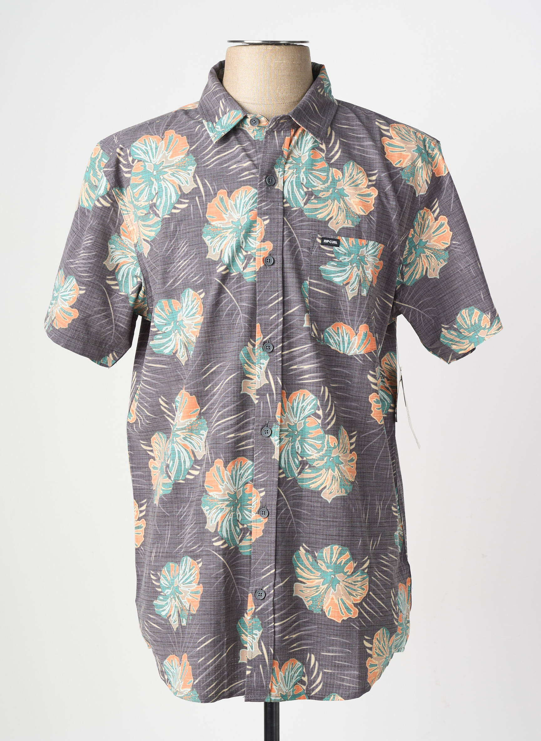 Chemise manches courtes imprimé tie and dye gris RIP CURL homme