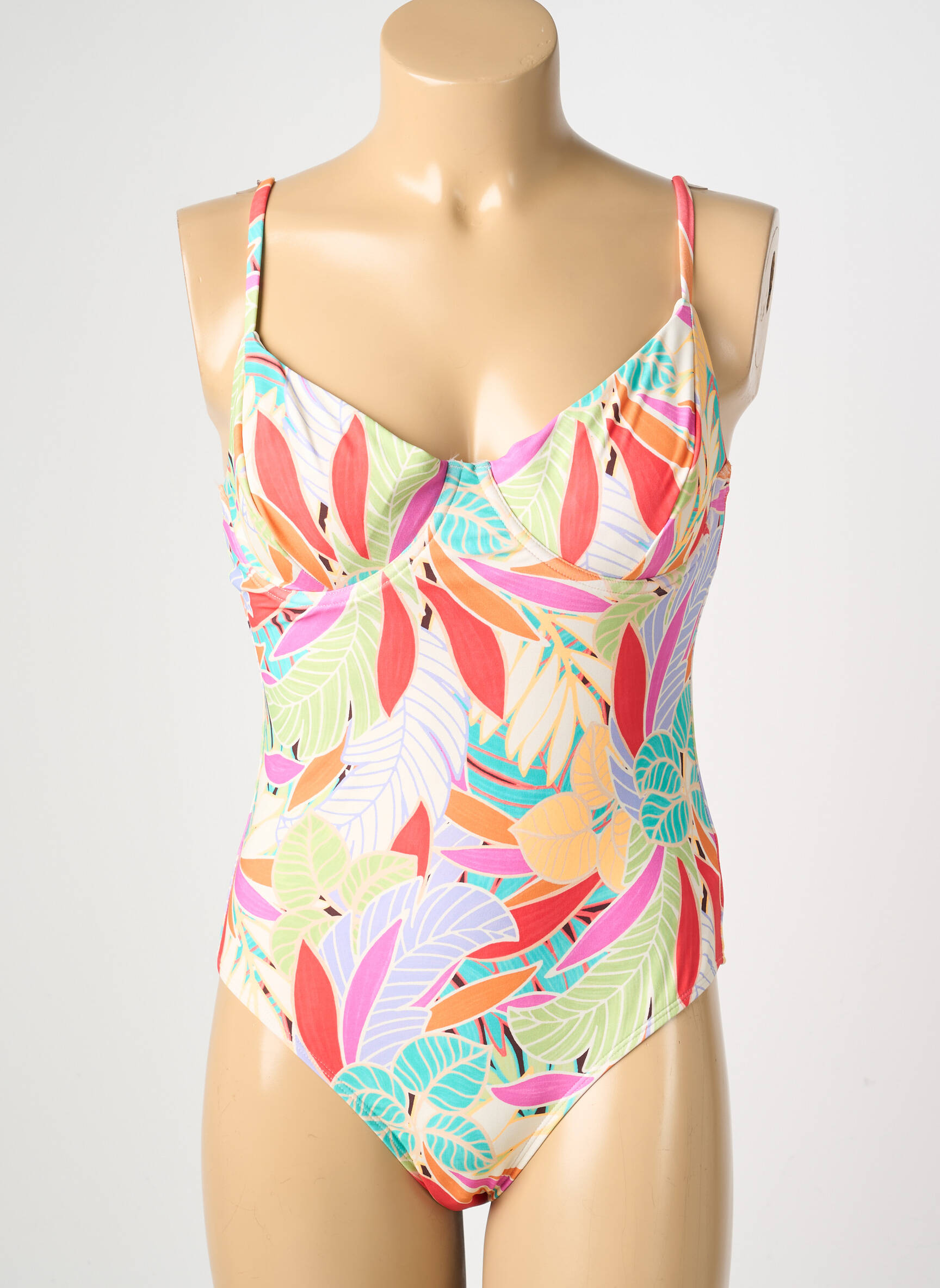 Maillot de bain 1 pièce effet matière satinée haut soutien-gorge emboitant rouge RIP CURL femme