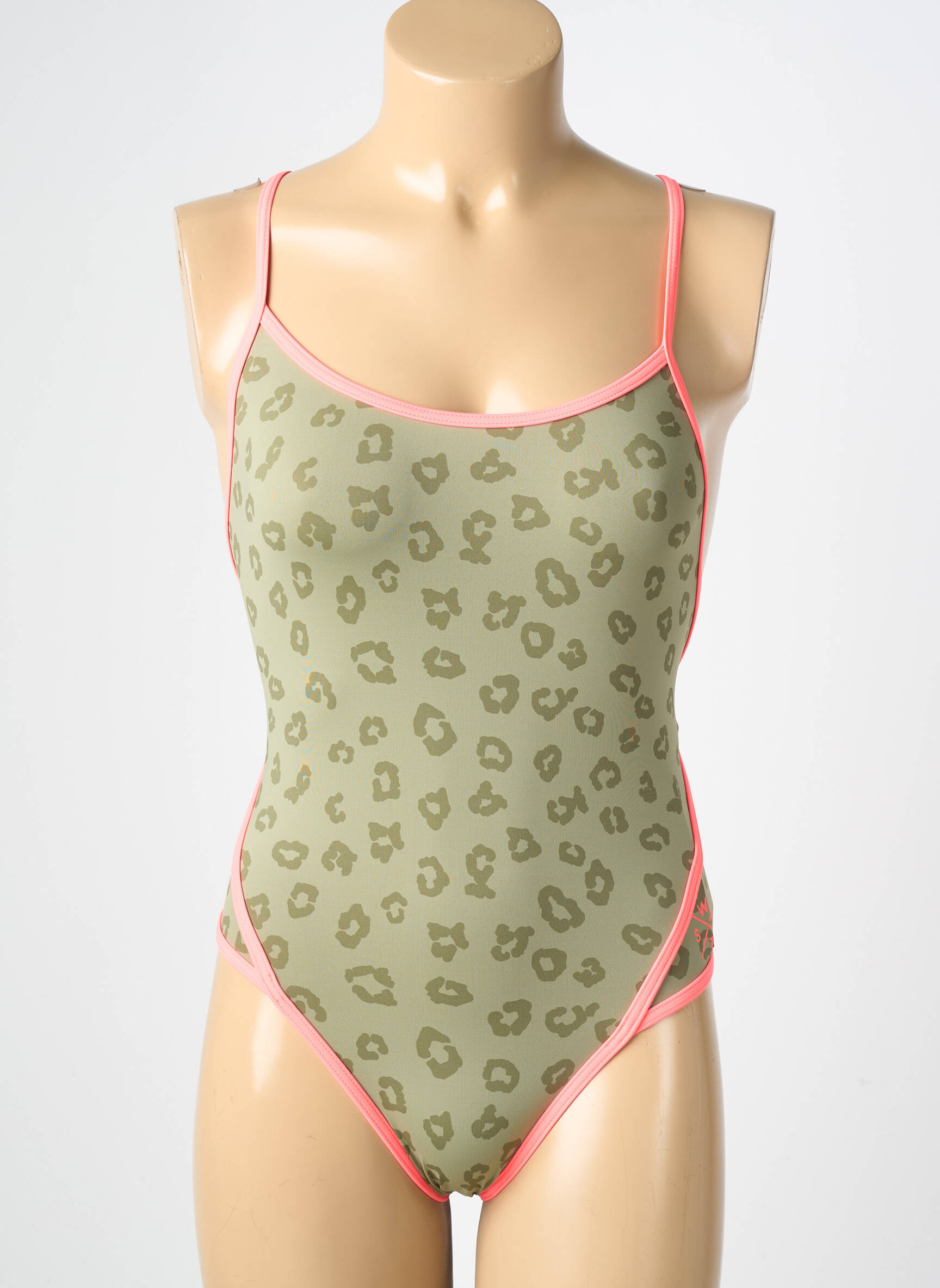 Maillot de bain 1 pièce effet matière satinée vert WATTS femme