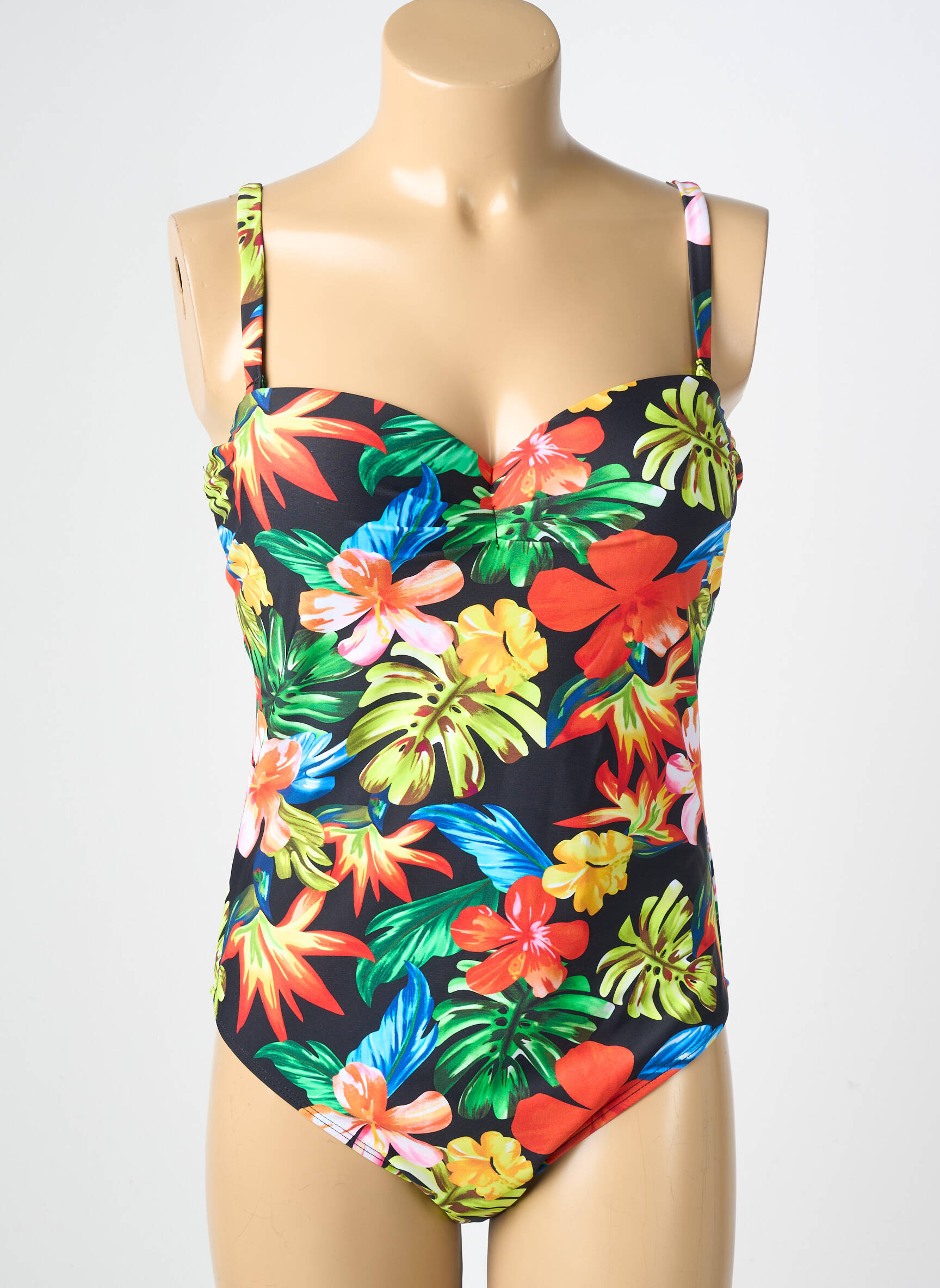 Maillot de bain 1 pièce effet matière satinée haut soutien-gorge moulé noir VIDOYA femme