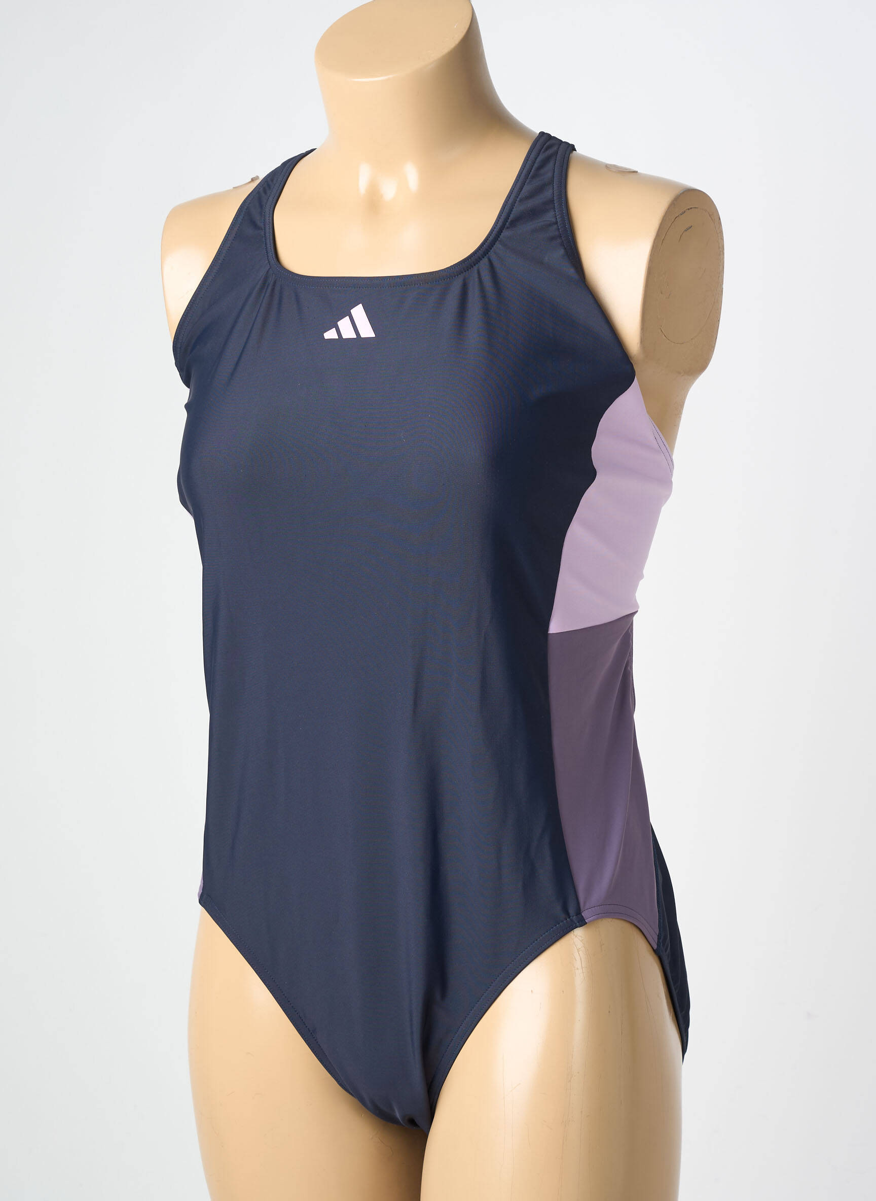 Maillot de bain 1 pièce effet matière satinée bleu ADIDAS femme
