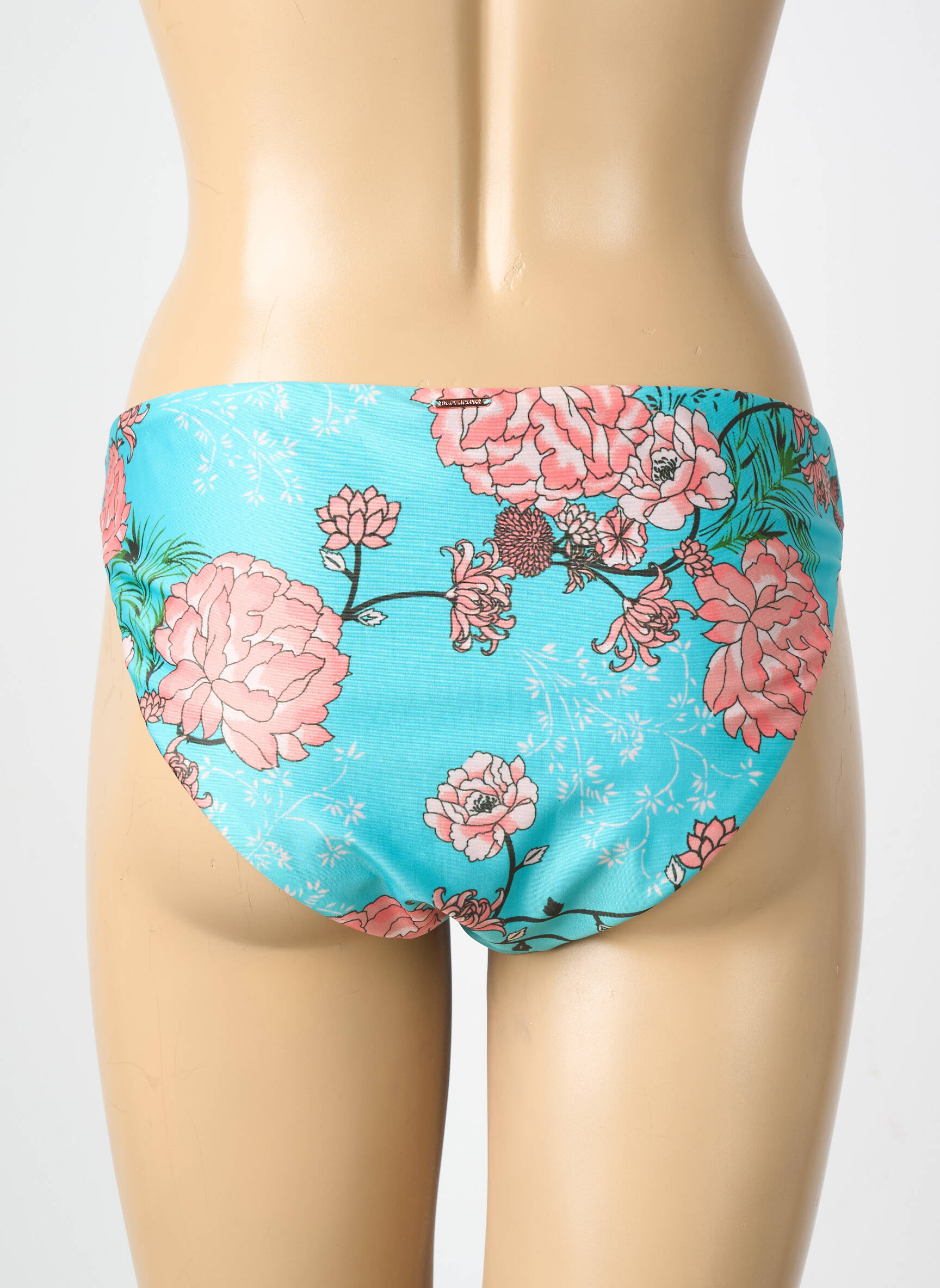 Bas de maillot de bain imprimé fleurs culotte bleu SUPERDRY femme
