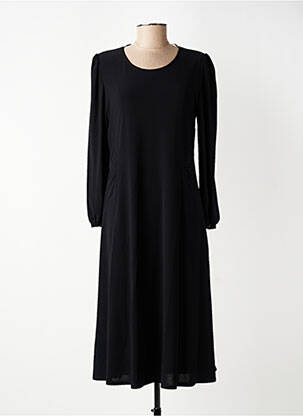 Robe mi-longue manches longues manches longues noir GEVANA femme