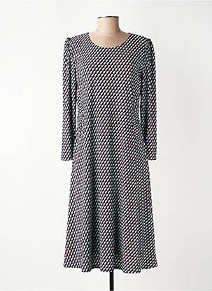 Robe mi-longue imprimé fantaisie manches longues noir GEVANA femme