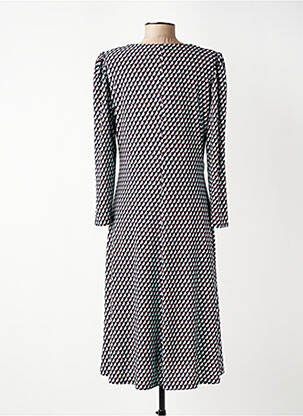 Robe mi-longue imprimé fantaisie manches longues noir GEVANA femme