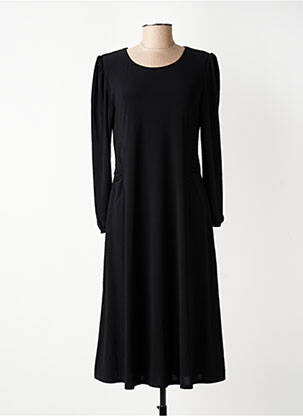 Robe mi-longue manches longues manches longues noir GEVANA femme