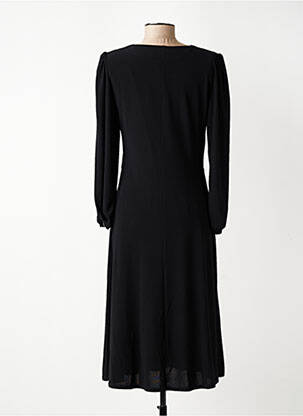 Robe mi-longue manches longues manches longues noir GEVANA femme