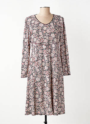 Robe mi-longue imprimé fleurs manches longues rouge GEVANA femme
