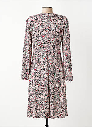 Robe mi-longue imprimé fleurs manches longues rouge GEVANA femme