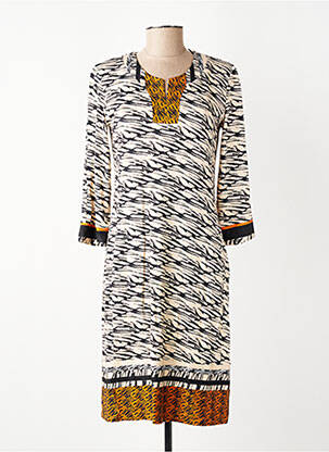 Robe mi-longue manches longues manches longues beige GEVANA femme