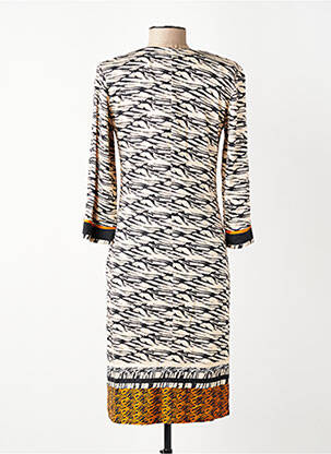 Robe mi-longue manches longues manches longues beige GEVANA femme