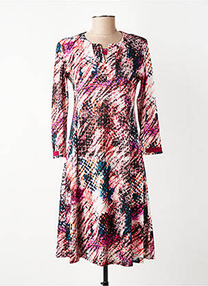 Robe mi-longue manches 3/4 manches 3/4 rose GEVANA femme