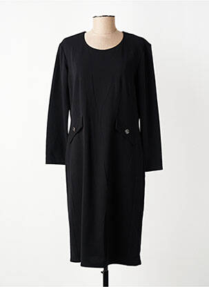 Robe mi-longue manches longues manches longues noir GEVANA femme