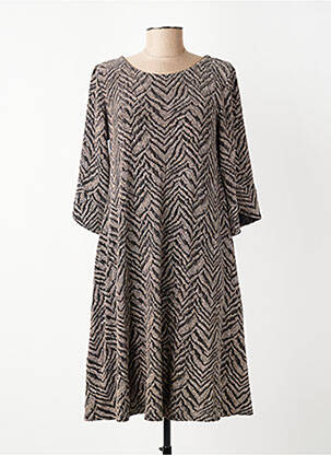 Robe mi-longue coupe fluide manches 3/4 argent GEVANA femme