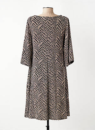 Robe mi-longue coupe fluide manches 3/4 argent GEVANA femme