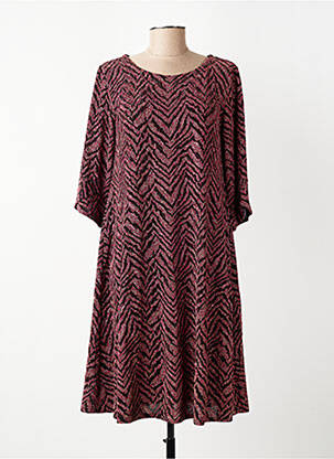 Robe mi-longue coupe fluide manches 3/4 rose GEVANA femme