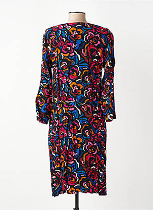 Robe mi-longue manches 3/4 manches 3/4 noir GEVANA femme