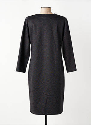 Robe mi-longue imprimé fantaisie manches longues noir GEVANA femme