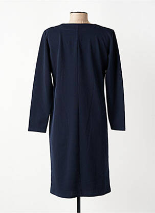 Robe mi-longue tissage crêpe manches longues bleu GEVANA femme